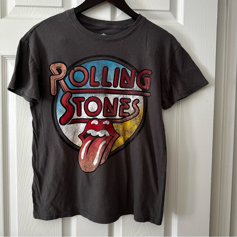 Rolling Stones Graphic T Shirt Mens Medium Gray Vintage Wash Band Tee Cotton